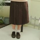 Buttoned Box-pleat Midi Skirt