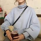 Turtleneck Puff-sleeve Loose-fit Pullover