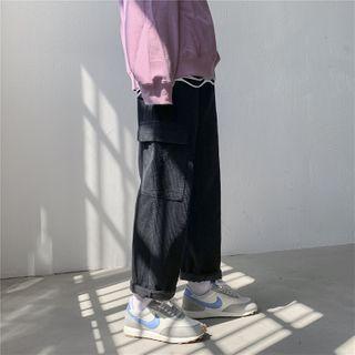 Pocket Detail Cropped Straight Leg Pants