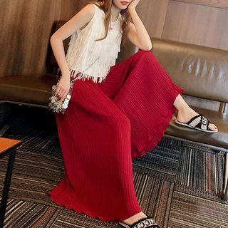 Fringe Sleeveless Top / Wide Leg Pants / Set