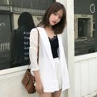 Set: Plain 3/4 Sleeve Blazer + Shorts