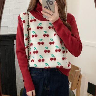 Long-sleeve T-shirt / Jacquard Knit Vest