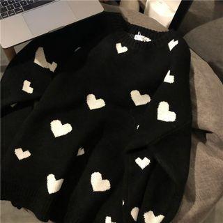 Heart Print Crewneck Sweater