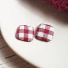 Square Plaid Fabric Earring