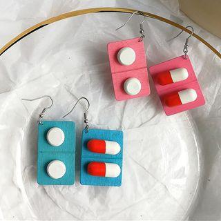 Wooden Pill Dangle Earring