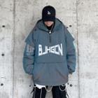 Long-sleeve Letter Printed Half-zip Pullover