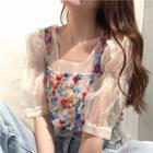 Puff-sleeve Top / Sequined Camisole