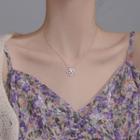 925 Sterling Silver Rhinestone Flower Pendant Necklace Flower - One Size