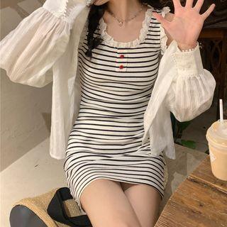 Striped Mini Sheath Tank Dress / Shirt