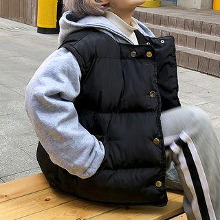 Mock Two Piece Hooded Padded Coat