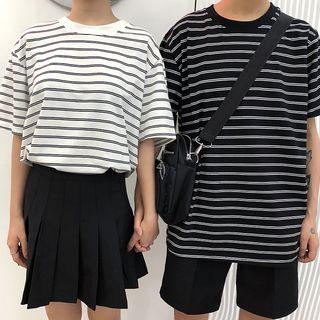 Striped Round-neck Short-sleeve Top