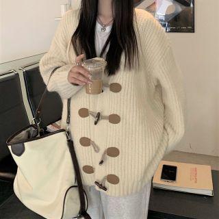 Ribbed Toggle Cardigan White - One Size