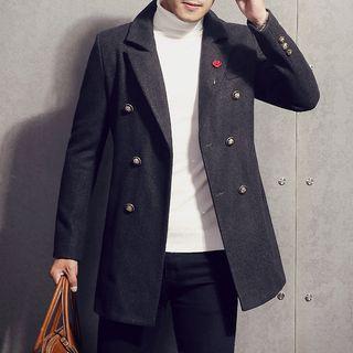 Double-breasted Knit Lapel Coat