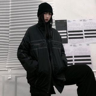 Stand Collar Stitched Zip Jacket
