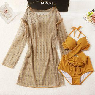 Set: Twisted Wrap Bikini + Printed Cover-up Dress