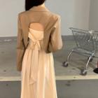 Cutout-back Cropped Blazer / Spaghetti Strap Midi A-line Dress