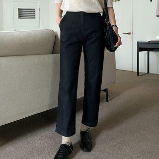 Plus Size Slim-hem Straight-leg Jeans