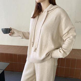 Dip-back Rib-knit Hoodie