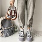 Platform Lace Up Checkered Canvas Sneakers