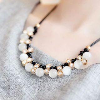Cat Eye Stone Rhinestone Necklace As Shown In Figure - One Size