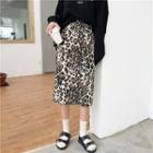 Leopard / Plain Pencil Skirt