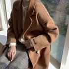 Handmade Loose-fit Coat With Sash Camel - One Size
