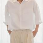 3/4-sleeve Flap-pocket Shirt