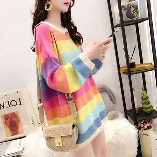 Oversized Rainbow-stripe Sweater