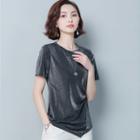 Short-sleeve Asymmetric Metallic T-shirt
