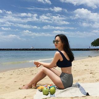 Bikini Set: Square-neck Bikini Top + Pattern Bottom