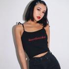 Ribbon-strap Embroidered Crop Top