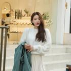 Bishop-sleeve Fuzzy Sweater