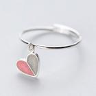 Heart Pendant Ring S925 Silver - Pink & Silver - One Size