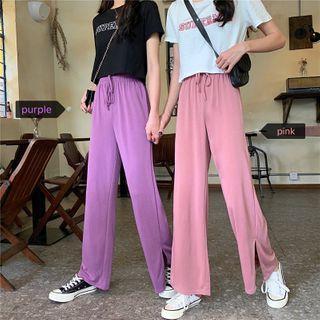 Wide-leg Slitted Pants