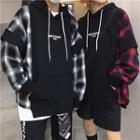 Couple Matching Lettering Plaid Hoodie