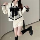 Bow Accent Button-up Jacket / Shorts