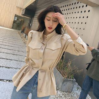 High-neck Linen Blend Safari Jacket