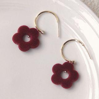 Sterling Silver Flower Drop Earring 1 Pair - A-702 - Red & Gold - One Size