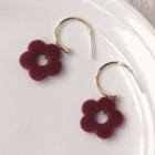 Sterling Silver Flower Drop Earring 1 Pair - A-702 - Red & Gold - One Size