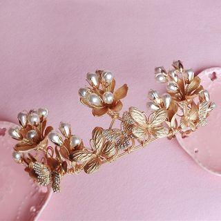 Wedding Faux Pearl Branches Tiara Crown - One Size