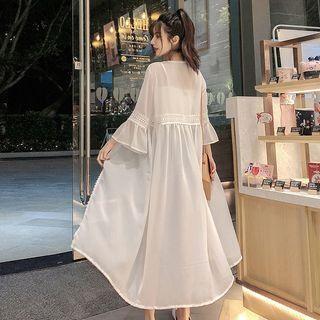 Bell-sleeve Chiffon Midi Jacket White - One Size