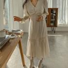 Knotted Ruffle-hem Long Dress