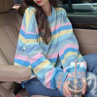 Striped Sweatshirt Stripes - Green & Blue - One Size
