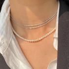 Rhinestone Layered Necklace 1 Piece - 925 Silver - Star - Silver - One Size