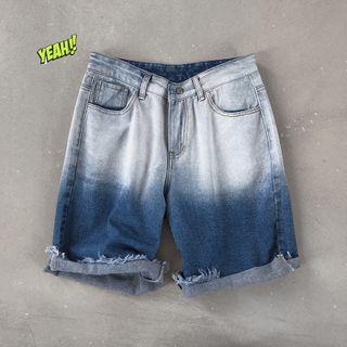 Gradient Color Denim Shorts