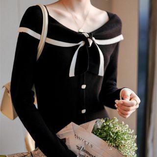 Collared Bow Knit Dress