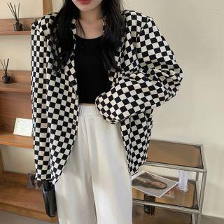 Checkered Single-breasted Blazer