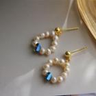 Freshwater Pearl Hoop Alloy Dangle Earring 1 Pair - White - One Size