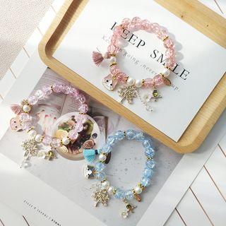 Alloy Cat Glass Bead Bracelet