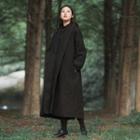 Padded Button Long Coat Black - One Size